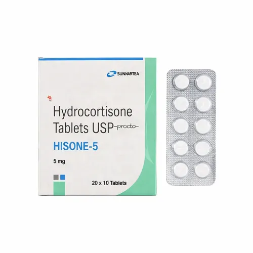 Hisone 5mg Tablets Hydrocortisone Exporter from India to USA, UK, Australia, Singapore,