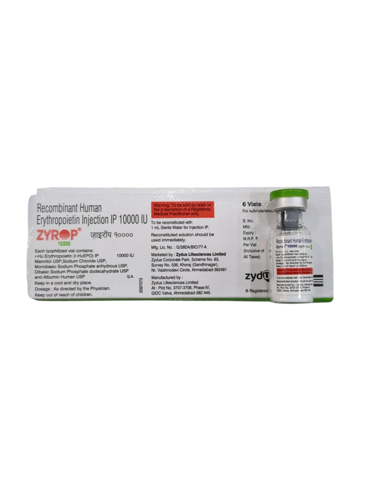 Zyrop 10000IU (Recombinant Human Erythropoietin Alfa) Vial