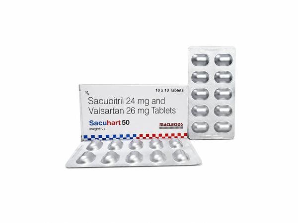 Sacuhart 50mg (Sacubitril 24mg/Valsartan 26mg) Tablets: Verified Pharmaceutical Exporter from India | Bulk Supplier for USA, UK, Australia, Thailand, Singapore & Jamaica