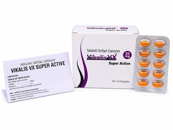Vikalis Vx Super Active Capsules (Tadalafil 20mg) | Global Men's Health Exporter: USA, UK, Thailand, Australia, Singapore, Jamaica | Ernest Impex