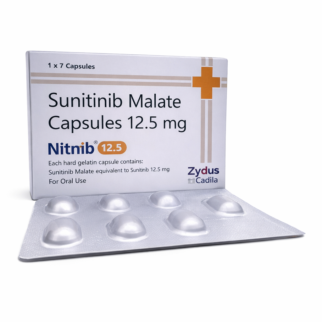 Nitnib 12.5mg Capsule (Sunitinib) by Zydus | Global Oncology Exporter: USA, UK, Thailand,